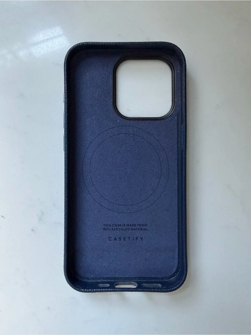 Clare V. x Casetify Navy with Poppy Jaguar Print Leather iPhone 15 Pro Case